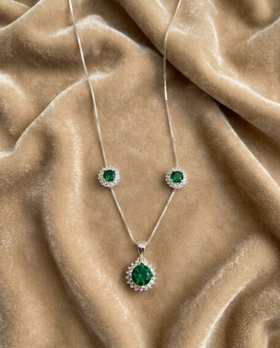 Set Corona Esmeralda en plata 925 — MARDAN JOYAS
